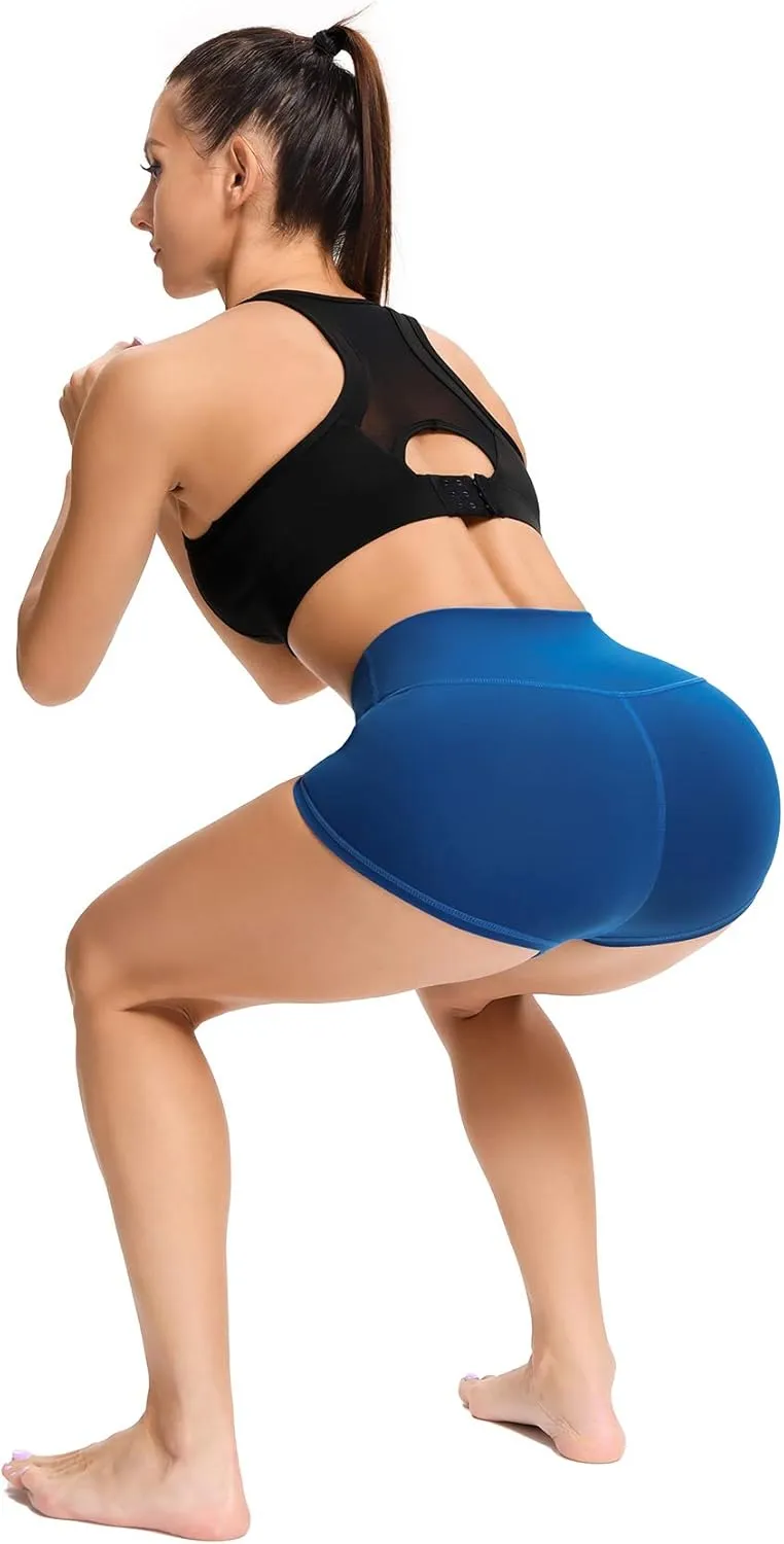 LXNMGO Women's 2"/7" High Waist Yoga Shorts Tummy Control Workout Running Biker Volleyball Shorts for Women with Side Pockets