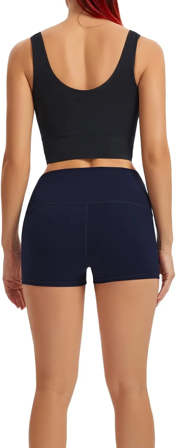 LXNMGO Women's 2"/7" High Waist Yoga Shorts Tummy Control Workout Running Biker Volleyball Shorts for Women with Side Pockets