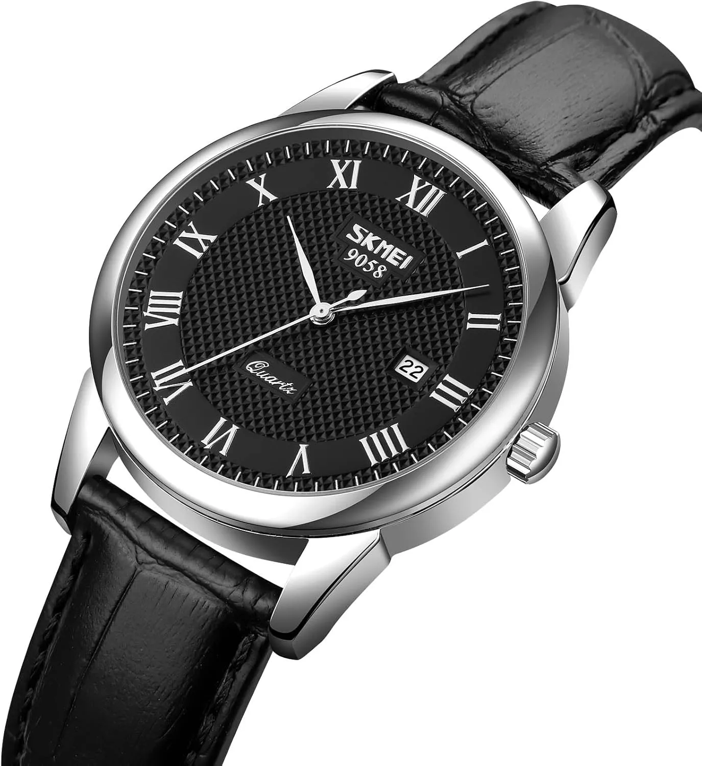 MASTOP Mens Womens Quartz Watch Roman Numeral Business Casual Fashion Analog Wrist Watch Classic Calendar Date Window 30M Waterproof Comfortable Leather Watches
