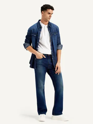 Men's 527 Navy Blue Bootcut Fit Mid Rise Jeans