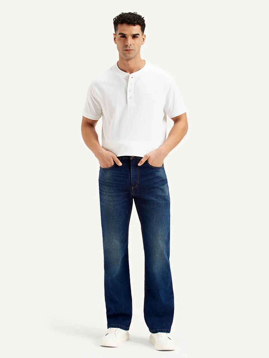 Men's 527 Navy Blue Bootcut Fit Mid Rise Jeans
