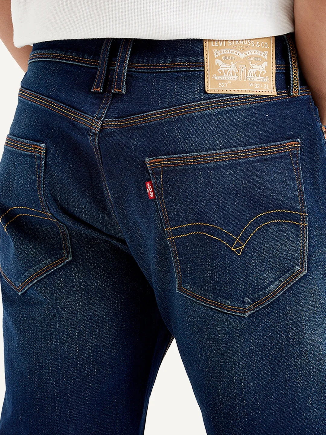 Men's 527 Navy Blue Bootcut Fit Mid Rise Jeans