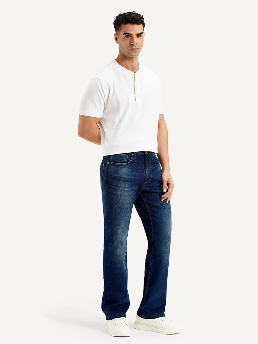 Men's 527 Navy Blue Bootcut Fit Mid Rise Jeans