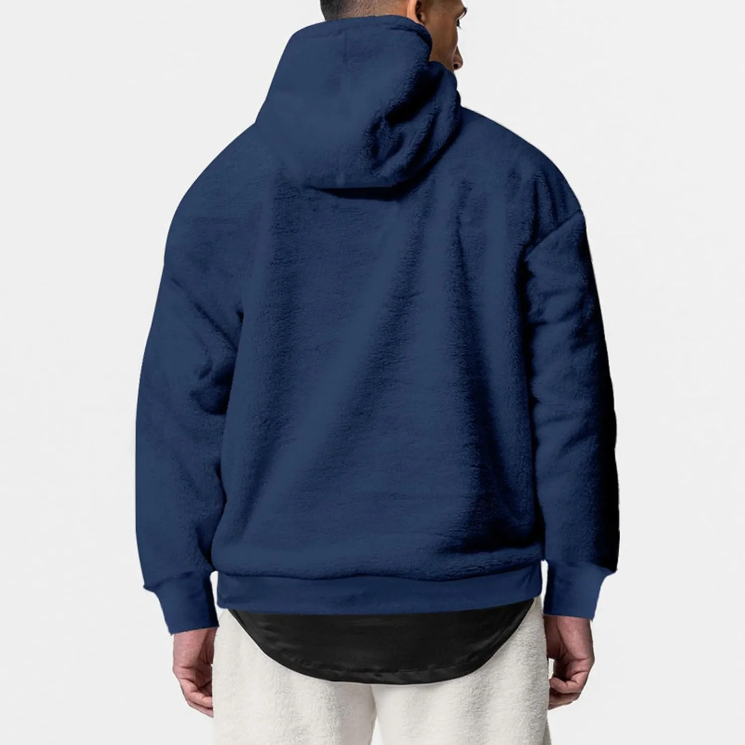 Men's Big and Tall Hoodie Winter Warm Long Sleeve Hooded Sweatshirt Solid Color Athletic Workout Pullover Tops