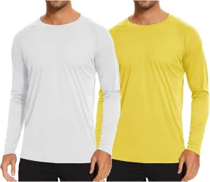 Men's Ice Silk Long Sleeve Shirts Quick Drying Breathable Undershirt Round Neck Sun Protection T-Shirt