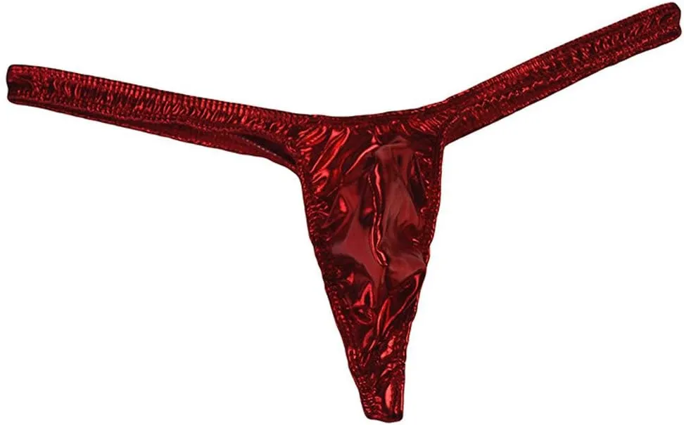 Men'S Sexy Leather Underwear Briefs T-Back G-String Thongs for Men Low Waist Solid Color Comfortable Mens Lingerie