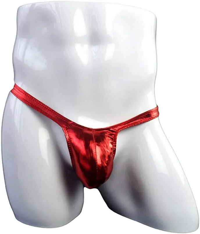 Men'S Sexy Leather Underwear Briefs T-Back G-String Thongs for Men Low Waist Solid Color Comfortable Mens Lingerie