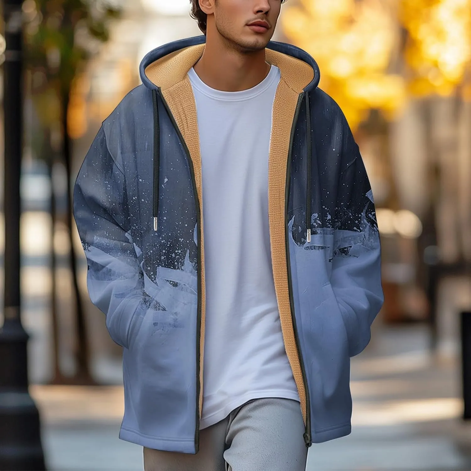 Mens Sherpa Hoodie Full-Zip Warm Heavyweight Hooded Thermal Fleece Thick Sweatshirt