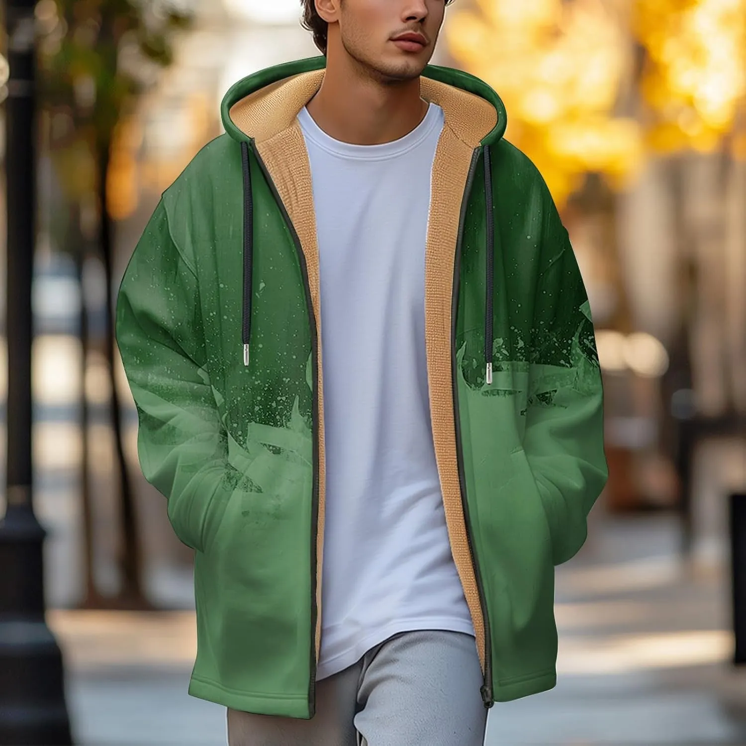 Mens Sherpa Hoodie Full-Zip Warm Heavyweight Hooded Thermal Fleece Thick Sweatshirt