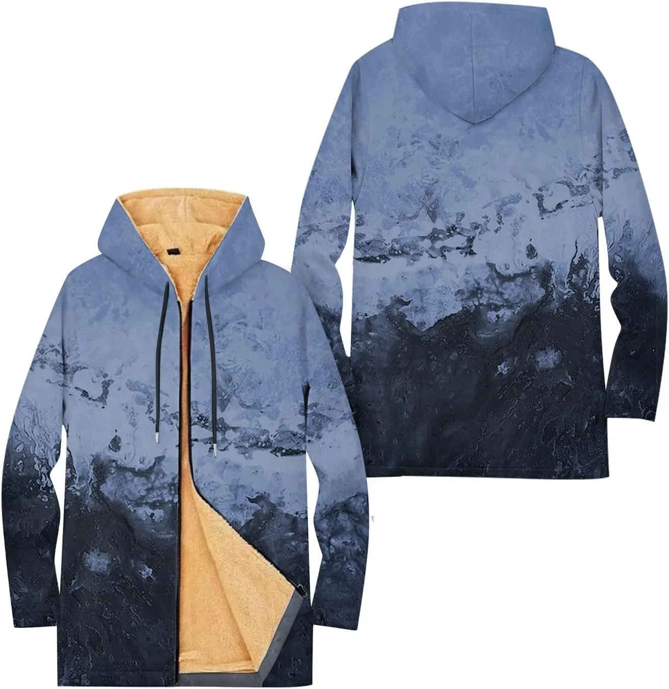 Mens Sherpa Lined Hoodie Full-Zip Winter Warm Hooded Heavyweight Thermal Fleece Sweatshirt