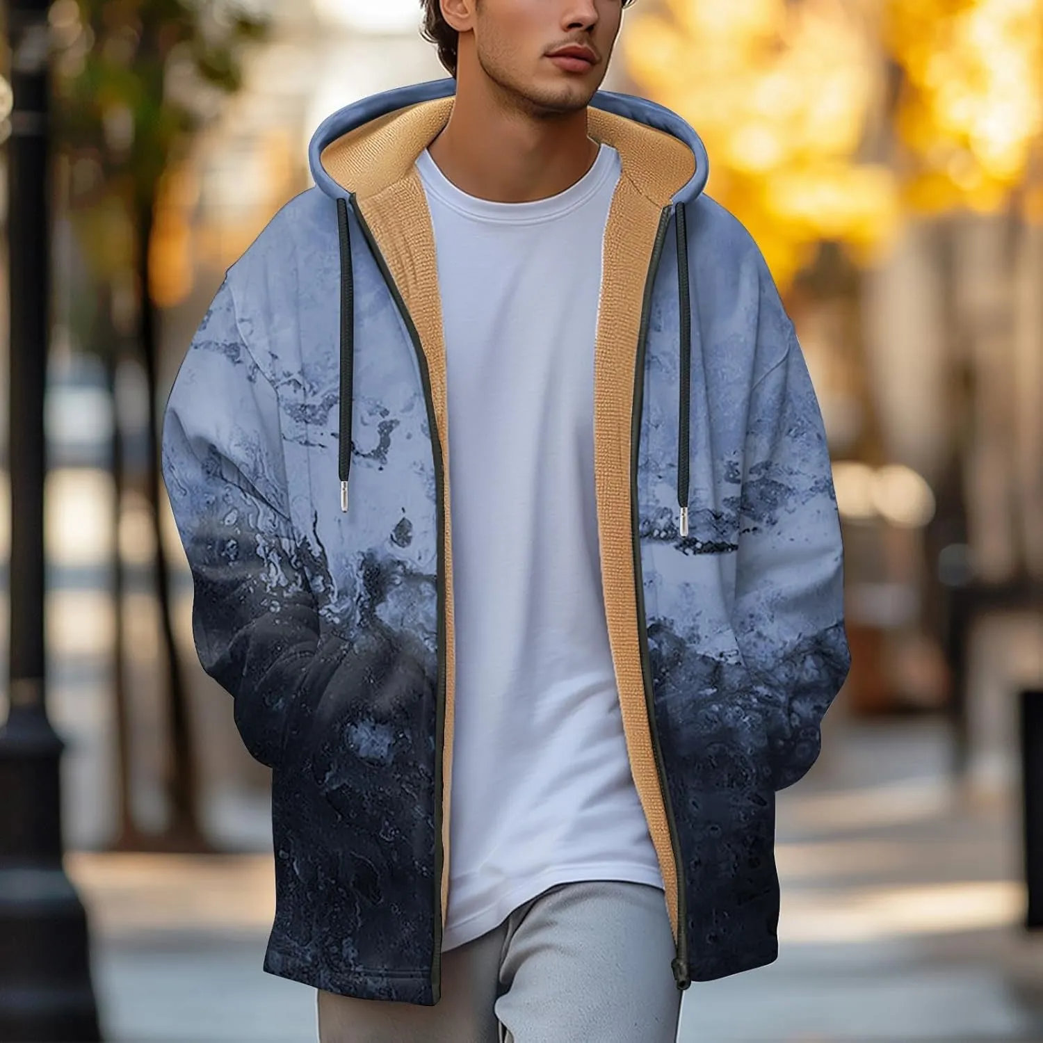 Mens Sherpa Lined Hoodie Full-Zip Winter Warm Hooded Heavyweight Thermal Fleece Sweatshirt