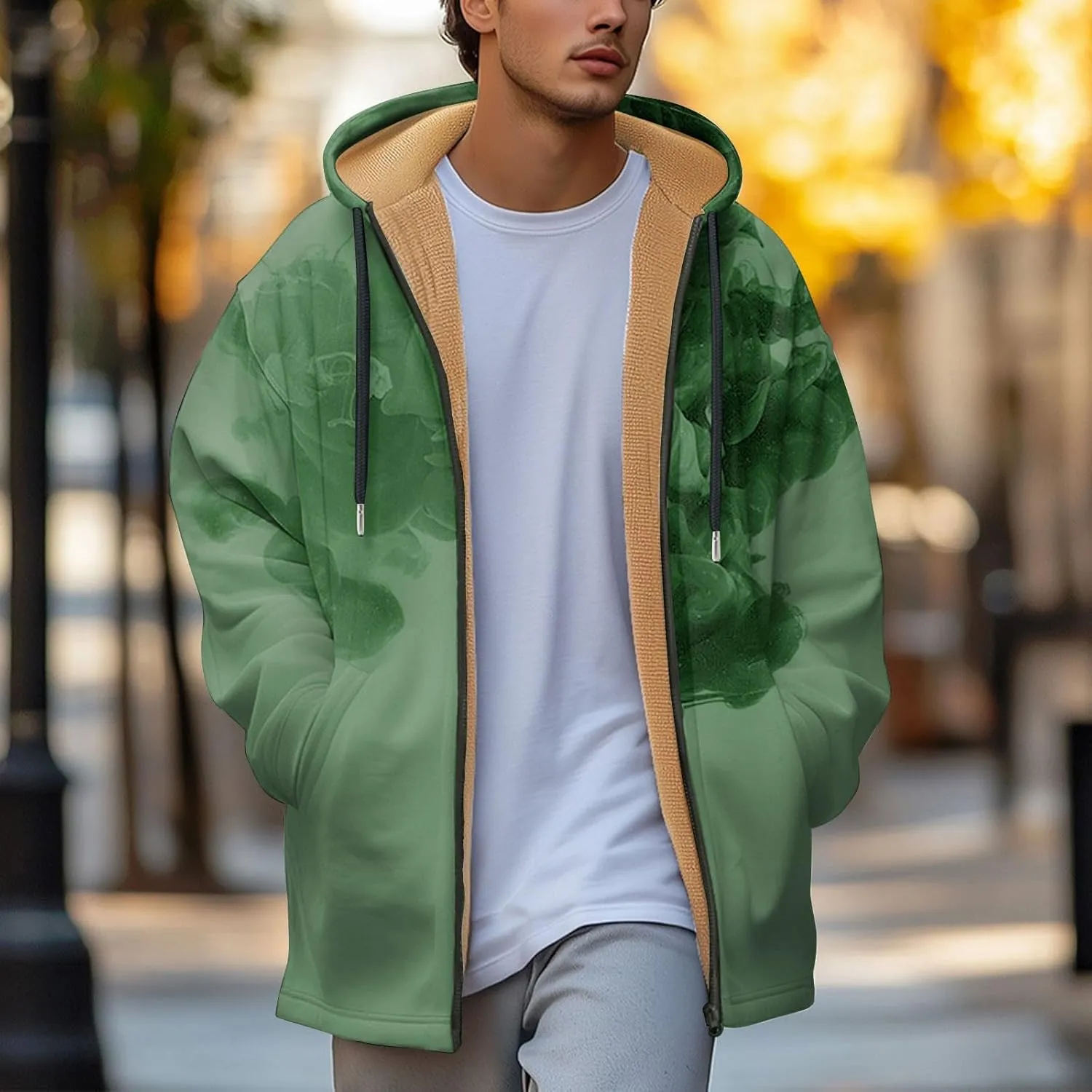 Mens Sherpa Lined Hoodie Zip Up Heavyweight Warm Sweatshirt Winter Thick Fleece Hoodies