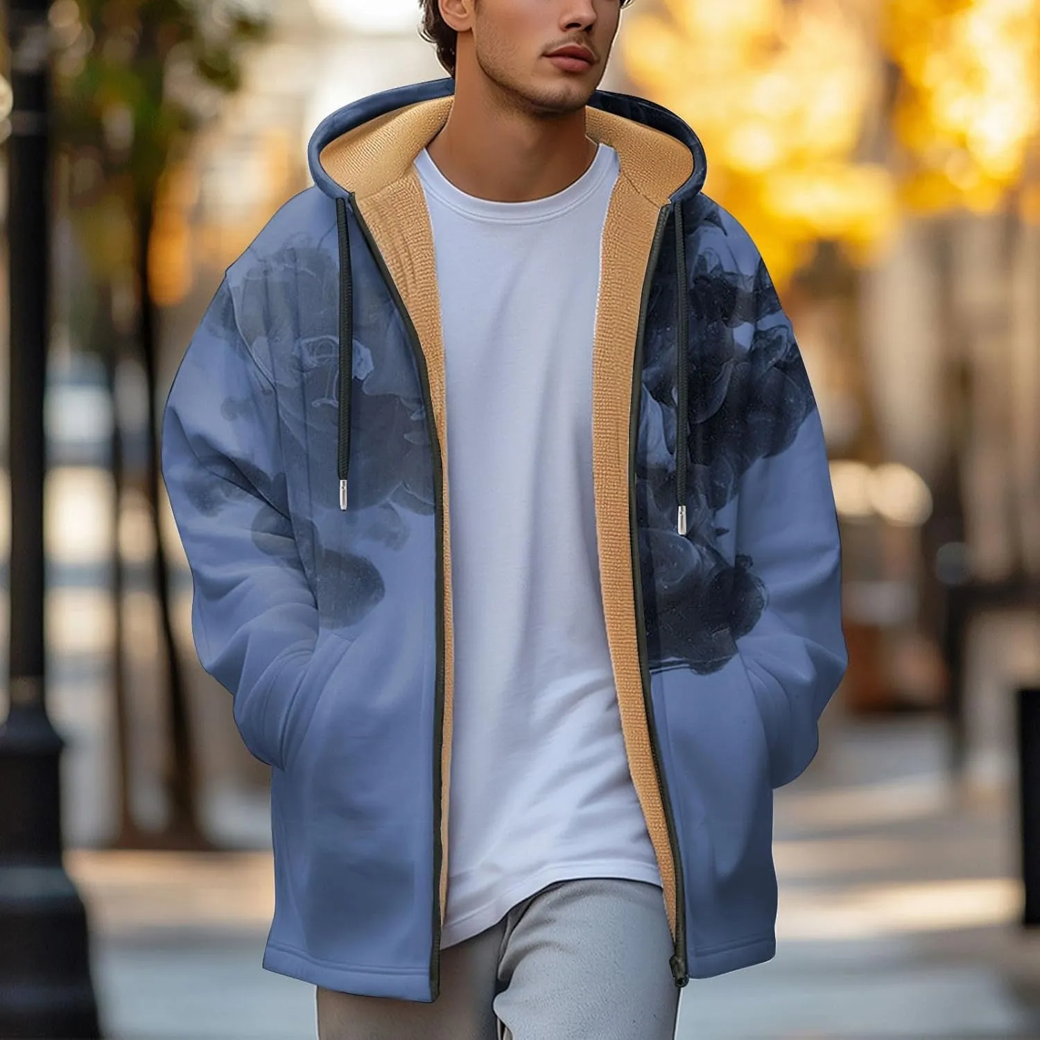 Mens Sherpa Lined Hoodie Zip Up Heavyweight Warm Sweatshirt Winter Thick Fleece Hoodies