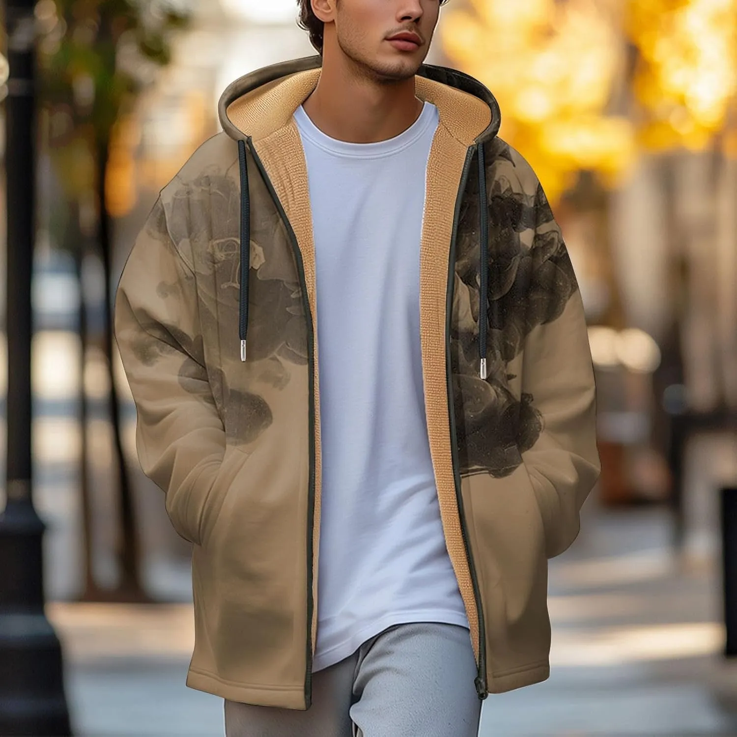Mens Sherpa Lined Hoodie Zip Up Heavyweight Warm Sweatshirt Winter Thick Fleece Hoodies