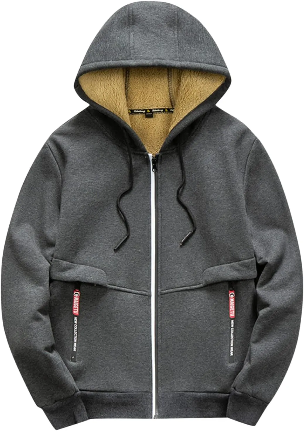 Men's Winter Sherpa Lined Hoodie Warm Fleece Hoodie Jacket Zip Up Sweatshirt Heavyweight Thick Coats with Pockets