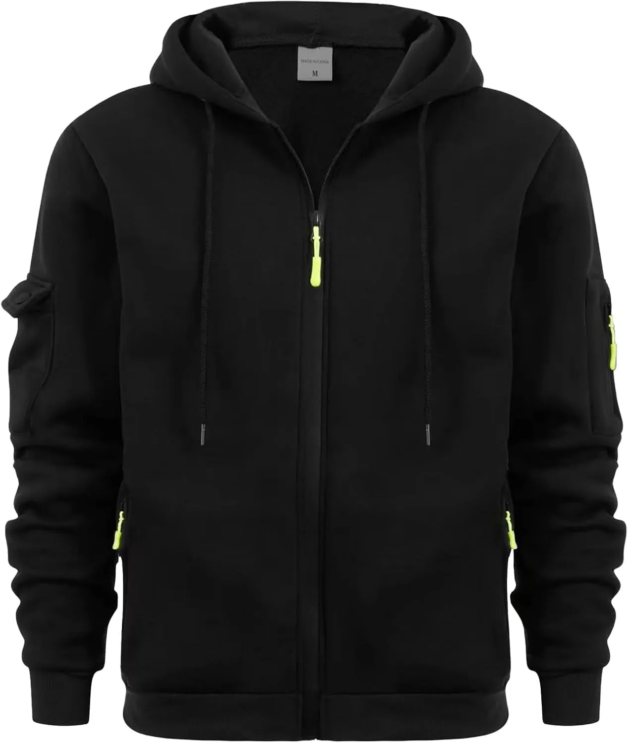 Men's Zip Hoodie Long Sleeved Loose Jogging Sport Sweatshirt Fall Casual Gym Athletic Cargo Warm Winter Pullover