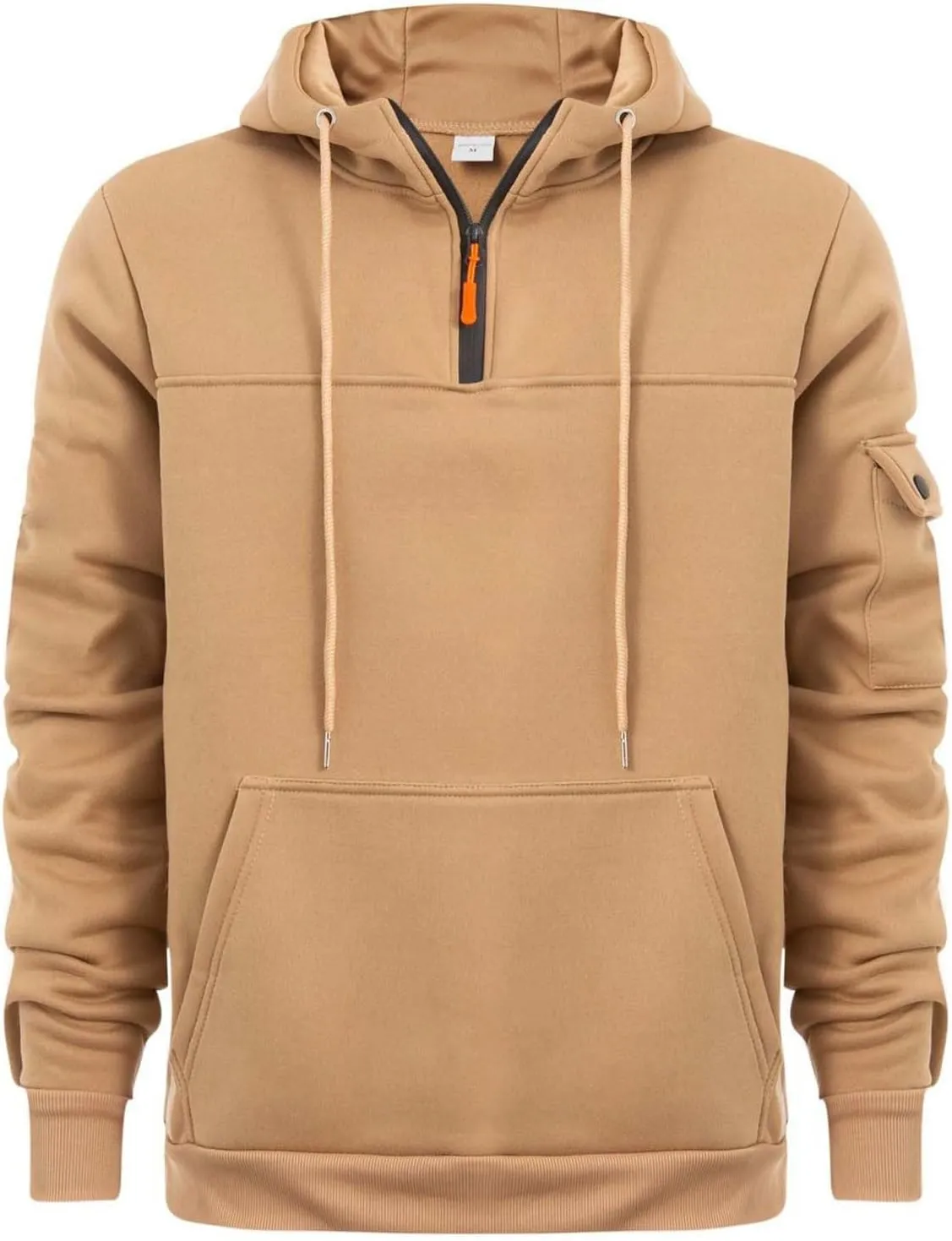 Men's Zip Hoodie Long Sleeved Loose Jogging Sport Sweatshirt Fall Casual Gym Athletic Cargo Warm Winter Pullover