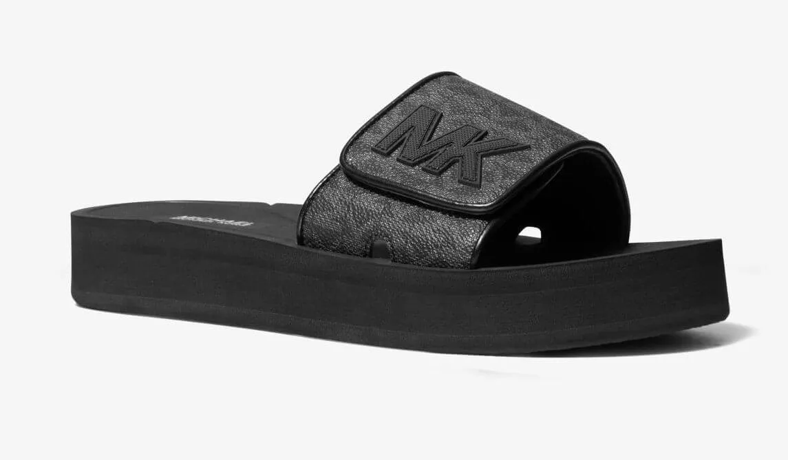 Michael Michael Kors Logo platform slide sandals, black