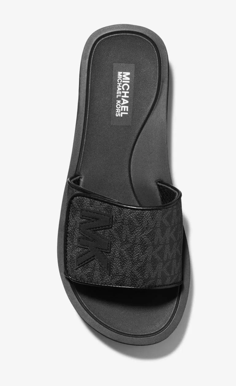 Michael Michael Kors Logo platform slide sandals, black
