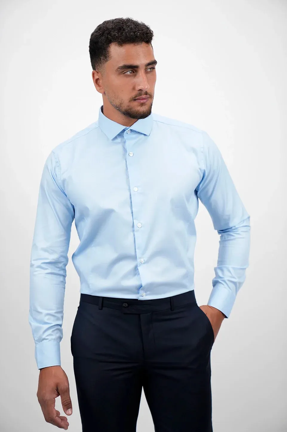 Non Iron Long Sleeved Blue Shirt