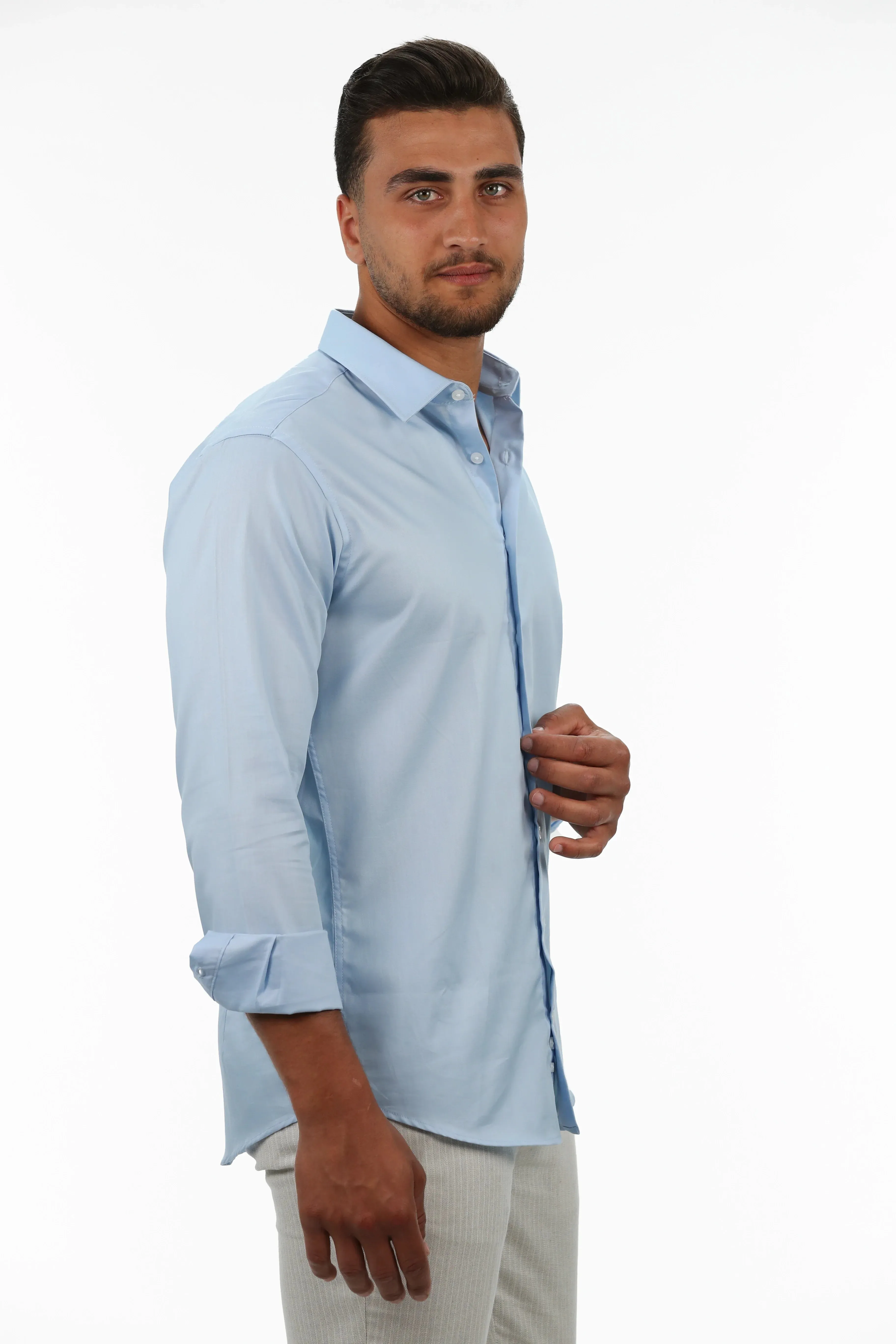 Non Iron Long Sleeved Light Blue Shirt