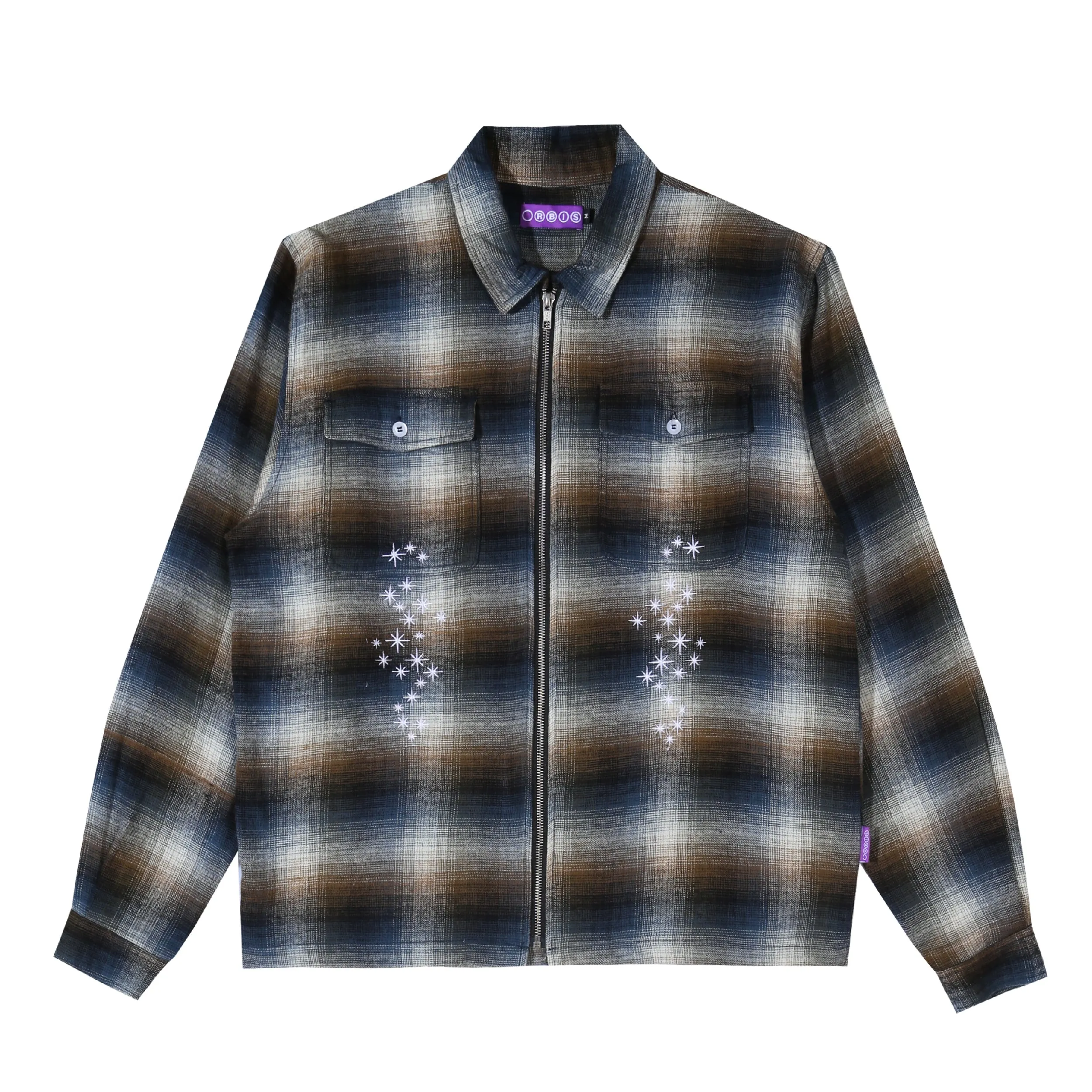 Orbis Zip Shirt Plaid - Blue/Brown