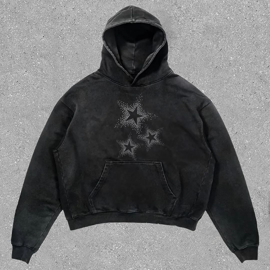Oversized Bling Stars Vintage Hoodie