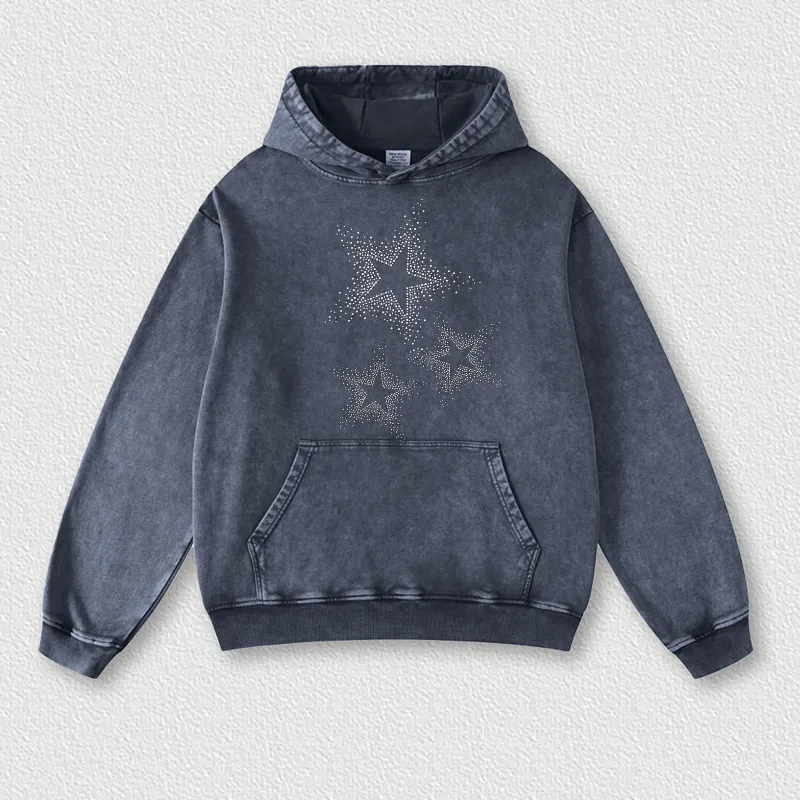 Oversized Bling Stars Vintage Hoodie