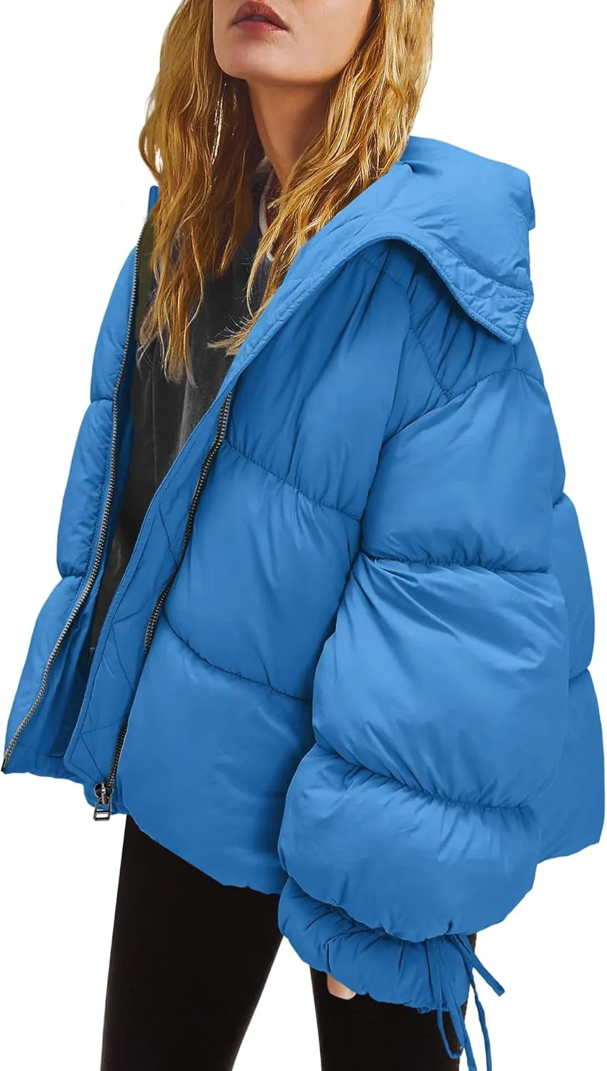 Panadila Womens Oversized Puffer Jacket Warm Winter Cozy Coats Casual Baggy Full Zip Up Puffer Coat with Pockets