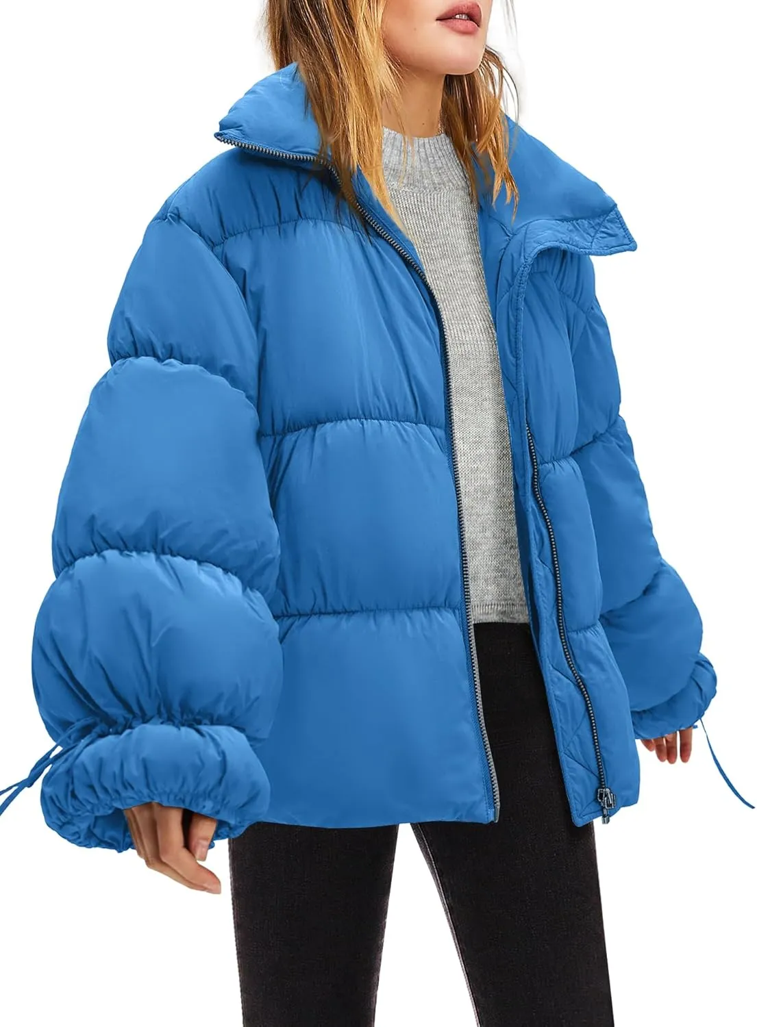 Panadila Womens Oversized Puffer Jacket Warm Winter Cozy Coats Casual Baggy Full Zip Up Puffer Coat with Pockets