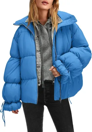 Panadila Womens Oversized Puffer Jacket Warm Winter Cozy Coats Casual Baggy Full Zip Up Puffer Coat with Pockets