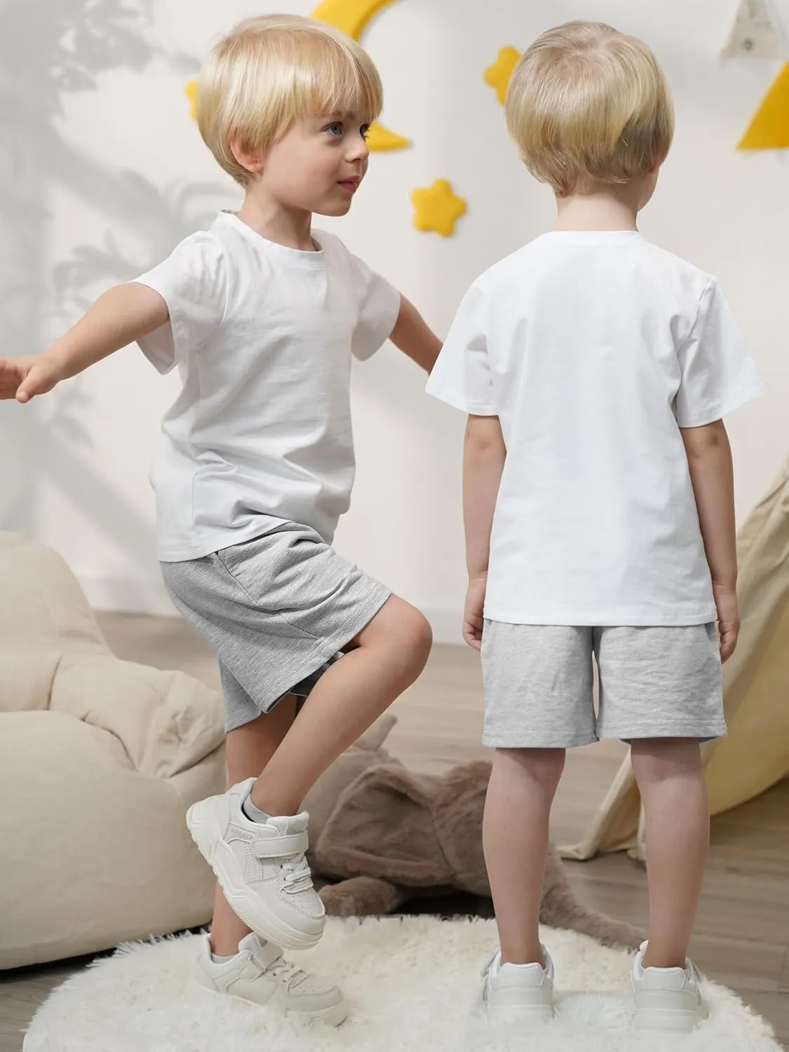 Resinta 4 Pack Toddler Boy Shorts Baby Boy Cotton Shorts Soft Casual Elastic Waist with Drawstring Boys Clothes for Summer