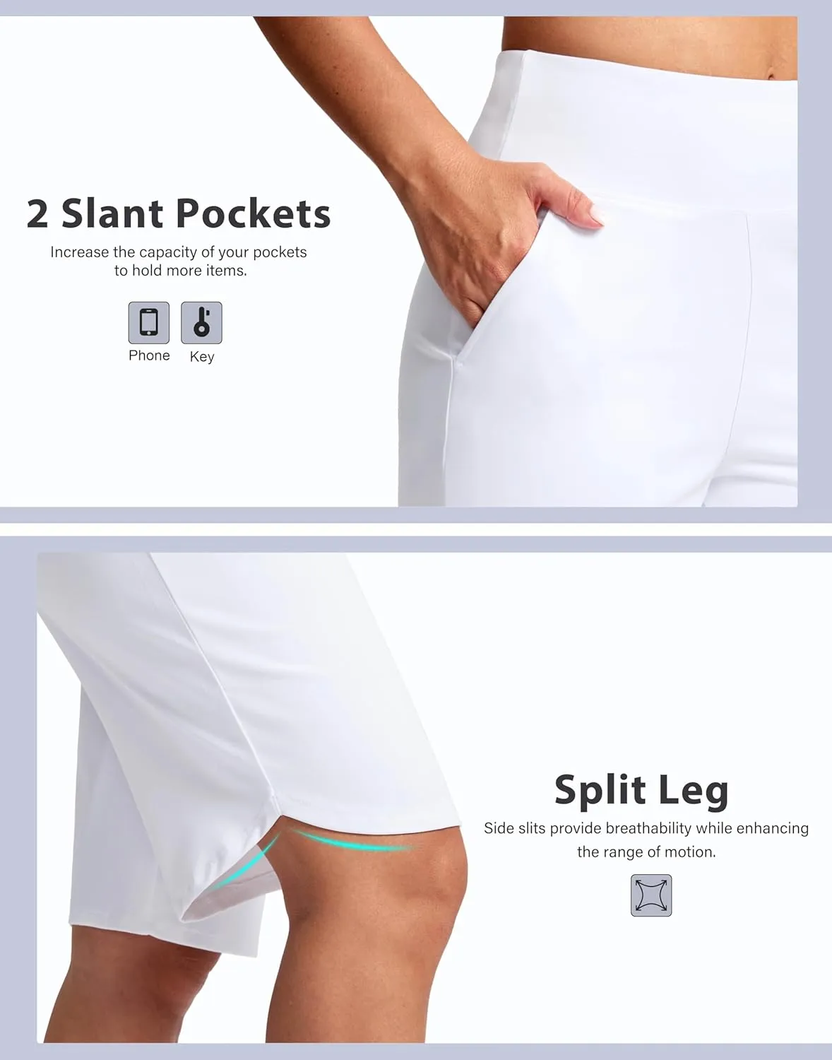 SANTINY 12" Long Bermuda Shorts for Women Knee Length with Pockets High Waisted Stretch Shorts for Summer Walking