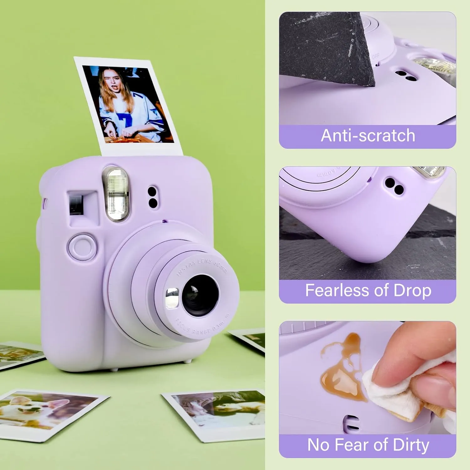 Silicone Case Compatible with Fujifilm Instax Mini 12 Instant Camera, Instax Mini 12 Silicone Case for Add More Comfortable Grip - lilac Purple