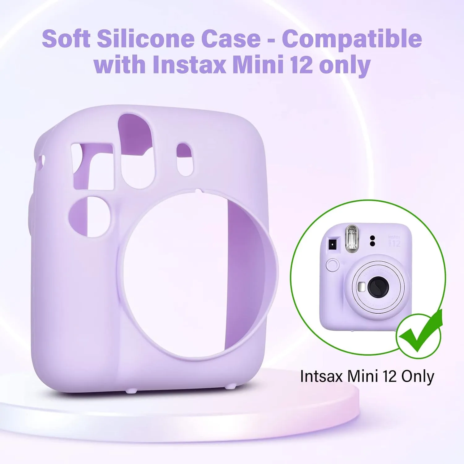 Silicone Case Compatible with Fujifilm Instax Mini 12 Instant Camera, Instax Mini 12 Silicone Case for Add More Comfortable Grip - lilac Purple
