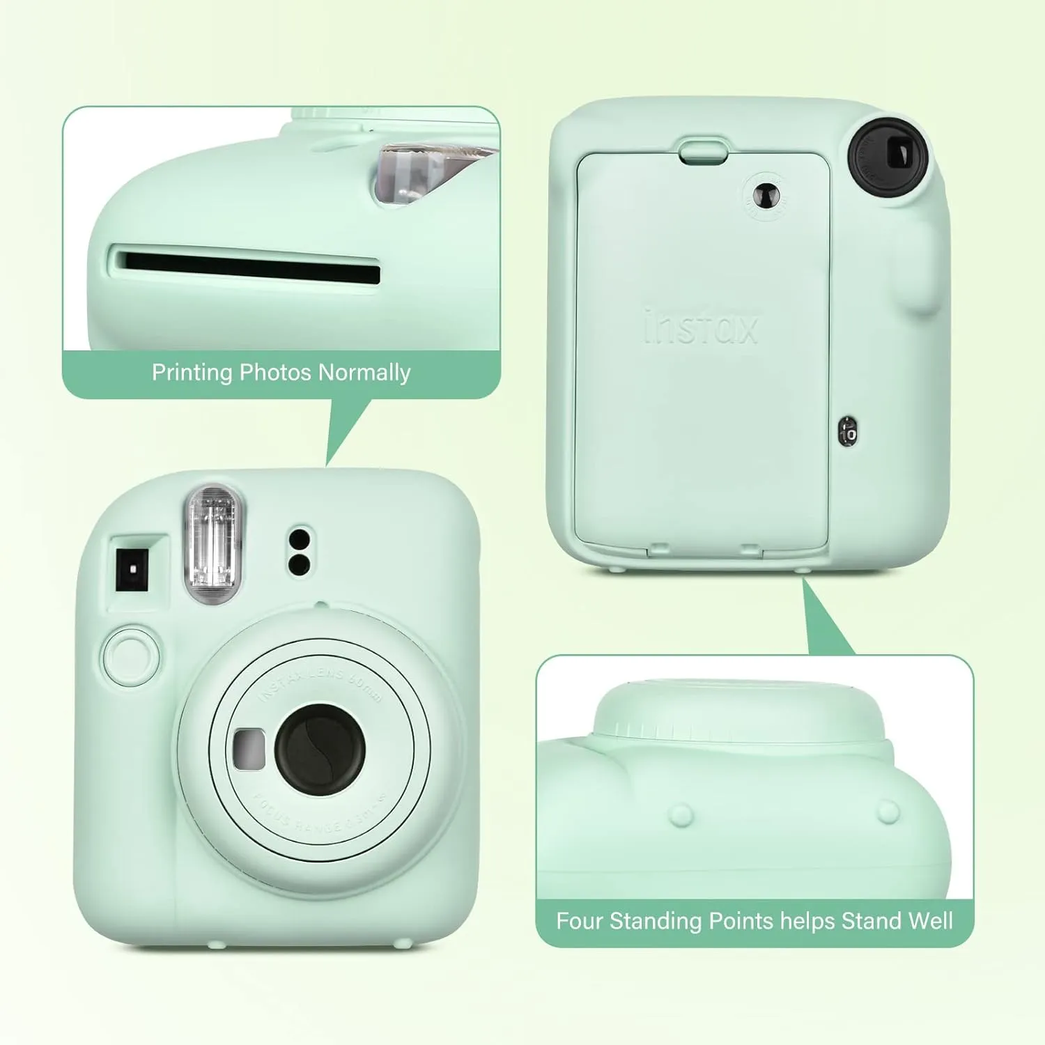 Silicone Case Compatible with Fujifilm Instax Mini 12 Instant Camera, Instax Mini 12 Silicone Case for Add More Comfortable Grip - Mint Green