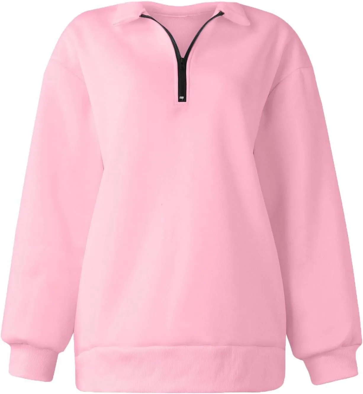 slqdgmryz Womens Quarter Zip Pullover Fleece Preppy Oversized Sweatshirt Drop Shoulder Half Zip Plain Cute Sweatshirts