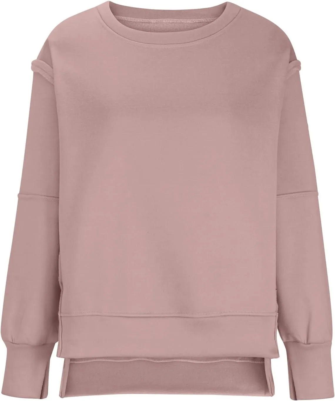 SMIDOW Womens Oversized Crewneck Sweatshirts Hoodies Fall 2023 Fashion Warm Y2k Clothes Casual Slit Sloucthy Pullover Tops