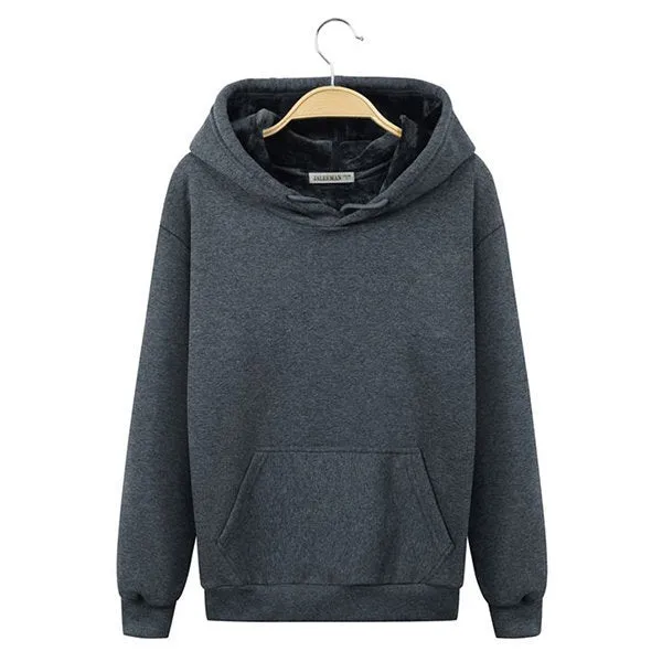 Soild Color Thick Warm Casual Hoodies
