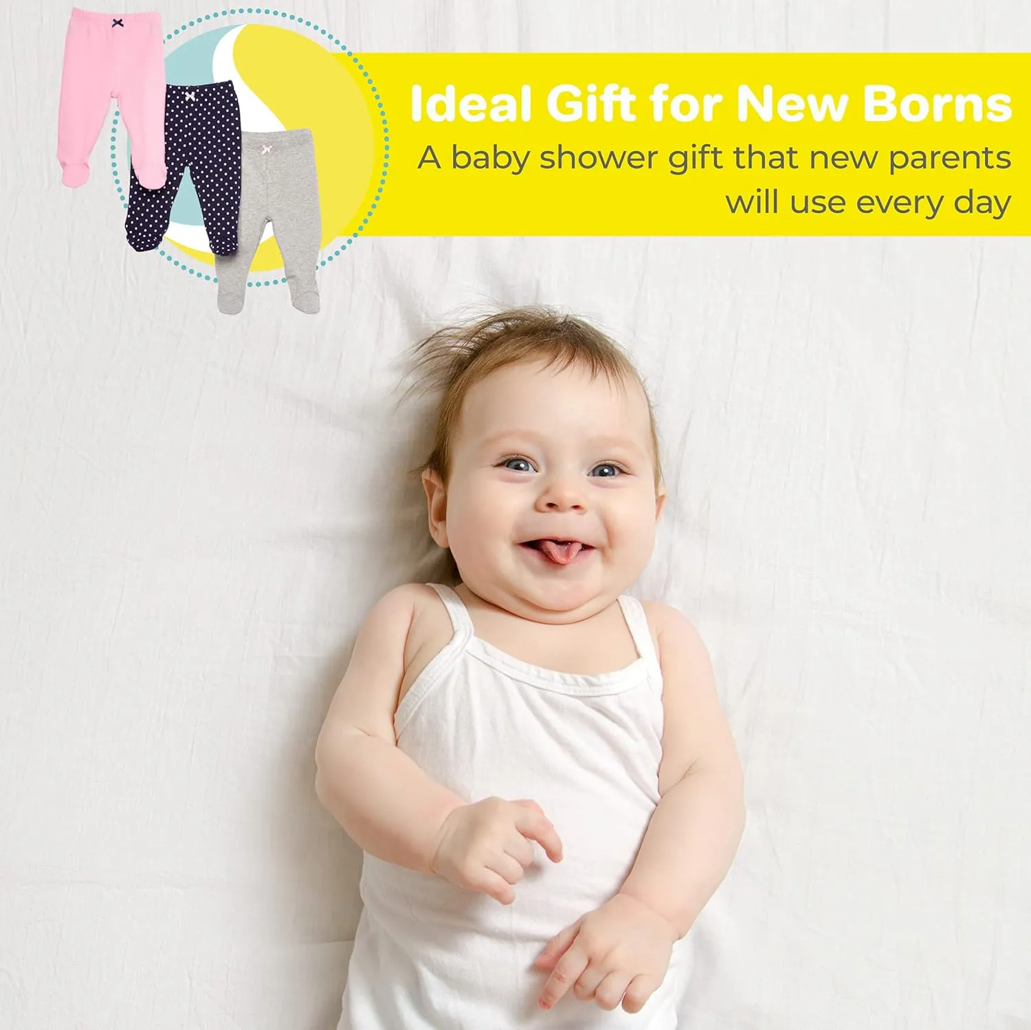 Spasilk Baby Girls 3 Pack Cotton Pull on Footed Pants