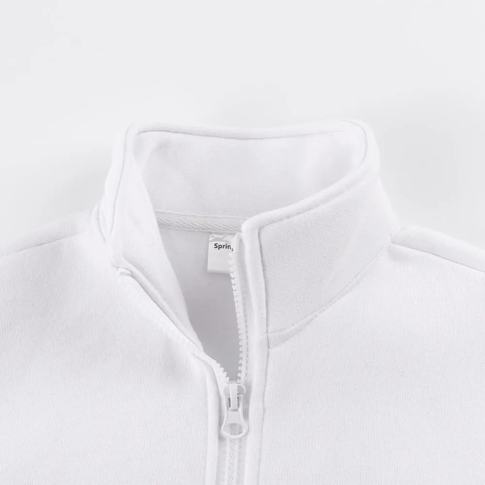 Spring&Gege Boys Full Zip Fleece Hoodless Hoodies Mock Neck Sweatshirts Kids Zip Up Jackets