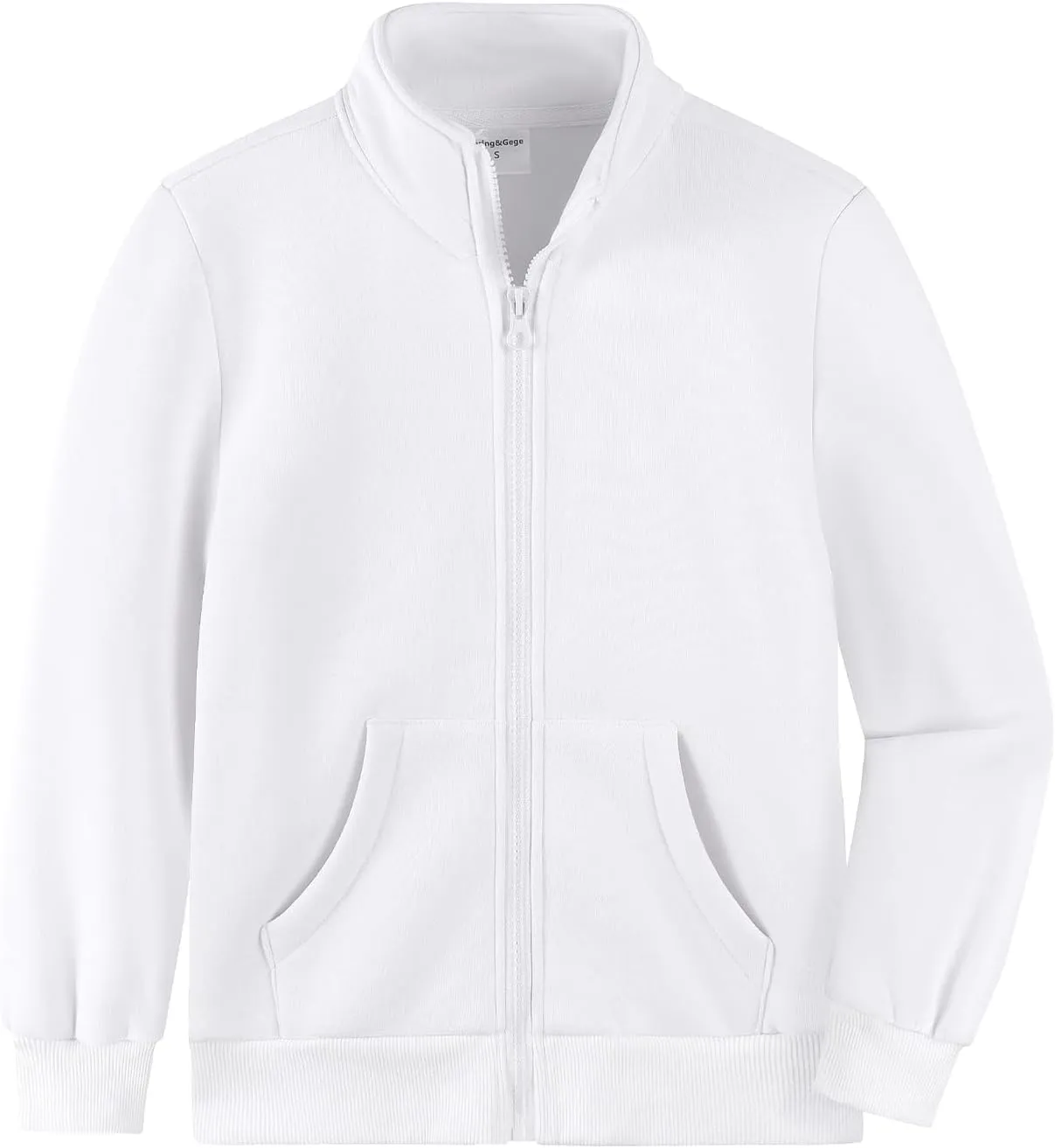 Spring&Gege Boys Full Zip Fleece Hoodless Hoodies Mock Neck Sweatshirts Kids Zip Up Jackets