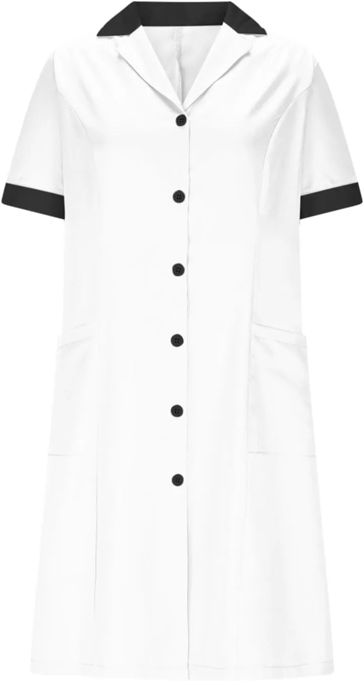 Summer Midi Dress for Women Short Sleeve Button Down Dress Lightweight Trendy Dress Collared Summer Dresses