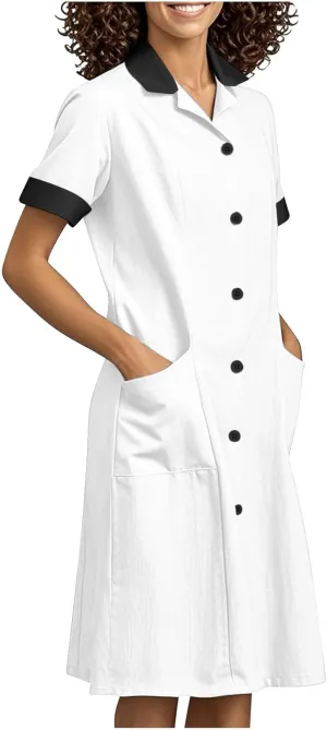 Summer Midi Dress for Women Short Sleeve Button Down Dress Lightweight Trendy Dress Collared Summer Dresses