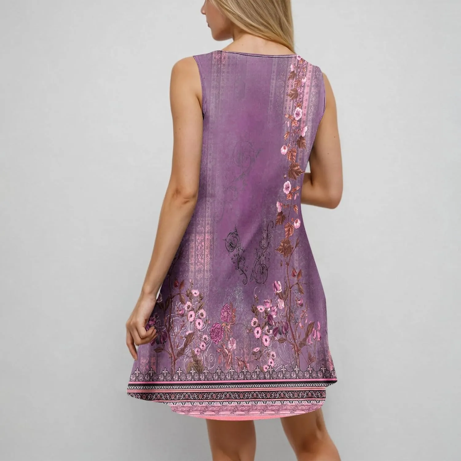 Sundresses for Women Casual Sleeveless Floral Retro Short Dresses A-Line Beach Summer Dress Trendy 2025 Vacation