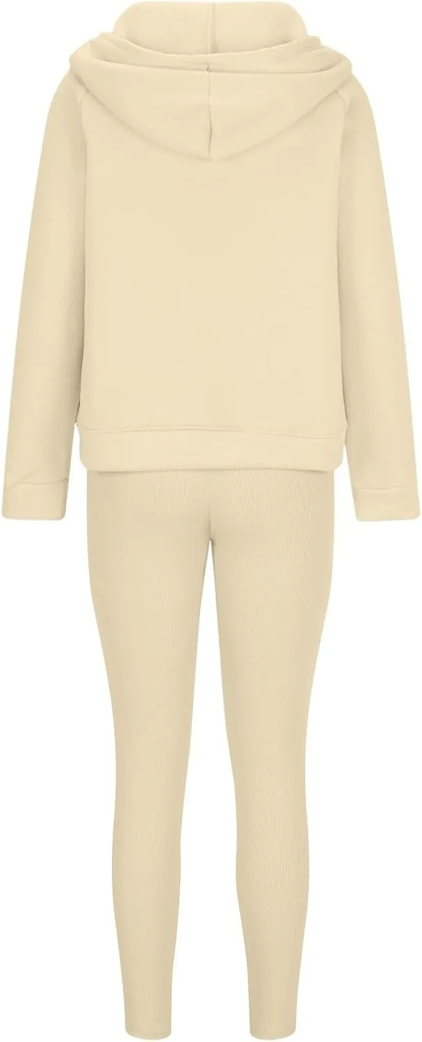 Sweatsuit Set for Women 3 Piece Oversized Outfits Button Hoodie Tank Top Long Pants Matching Lounge Set with Pockets