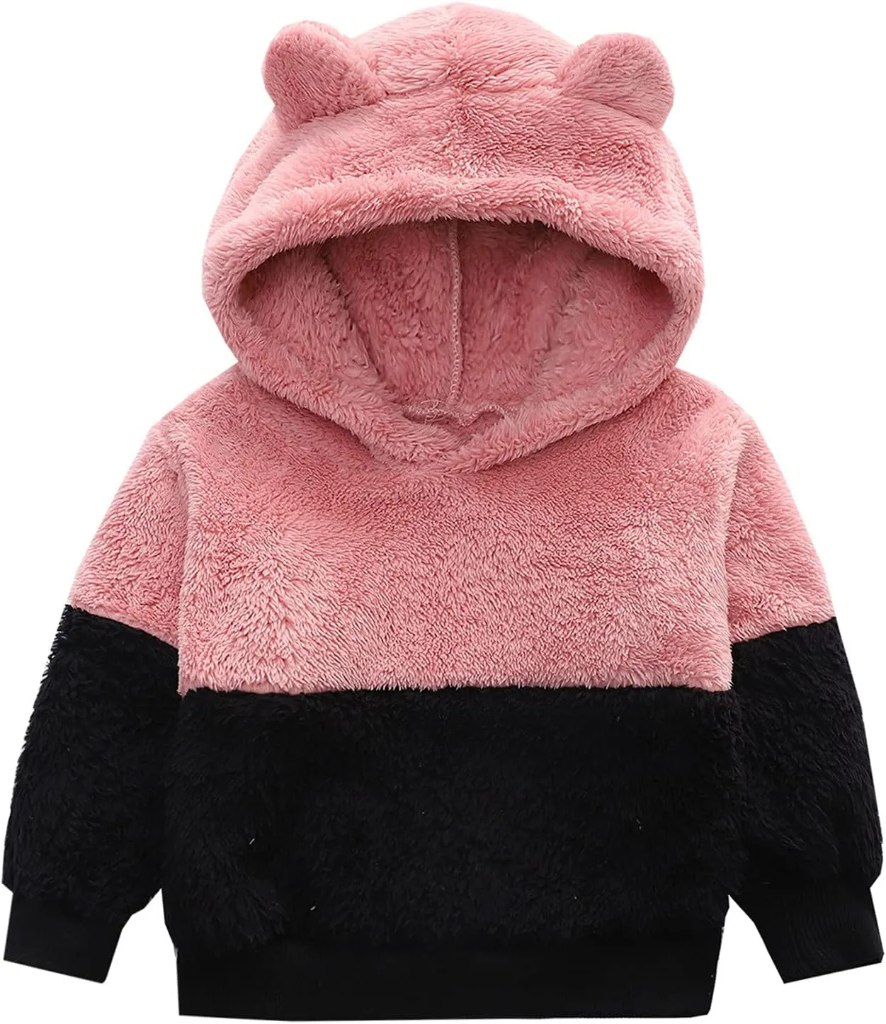 Toddler Boy Girl Sherpa Hoodies Warm Fleece Hooded Pullover Sweatshirt Long Sleeve Outwear Kids Fall Winter Outfit