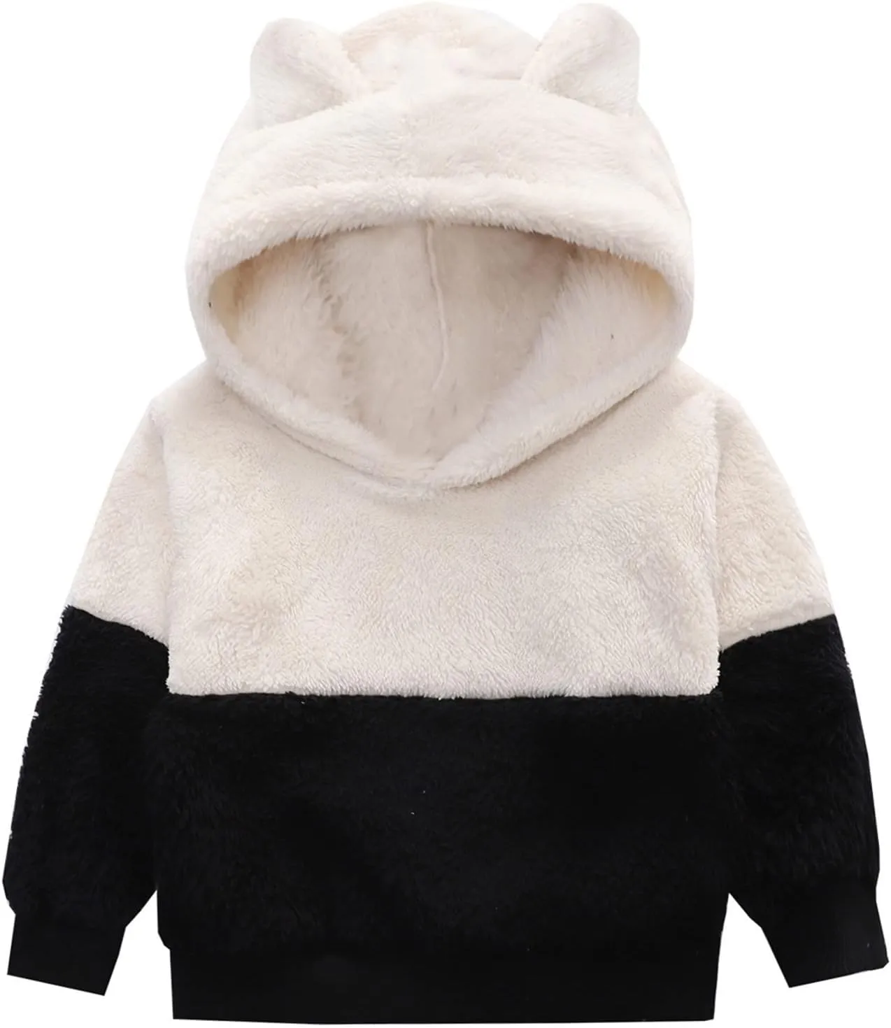 Toddler Boy Girl Sherpa Hoodies Warm Fleece Hooded Pullover Sweatshirt Long Sleeve Outwear Kids Fall Winter Outfit