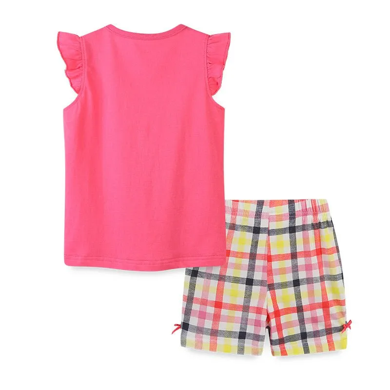 Toddler Girl's Sleeveless Butterfly Print Tee with Shorts Set
