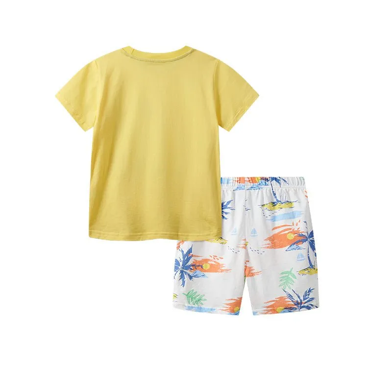 Toddler/Kid Boy's Surfing Beach Vibes Tee with Shorts Set